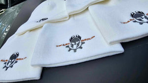 Triarii Group Beanie in Arctic White & 3 Color Embroidered Logo (FREE SHIPPING)