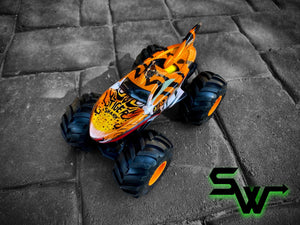 Hot wheels Monster Truck Large Oversized 1:24 Scale Tiger Shark Used in Slow Motion Downhill Race Video