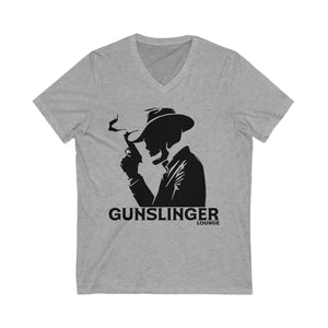 Gunslinger Lounge / Unisex Jersey Short Sleeve V-Neck Tee