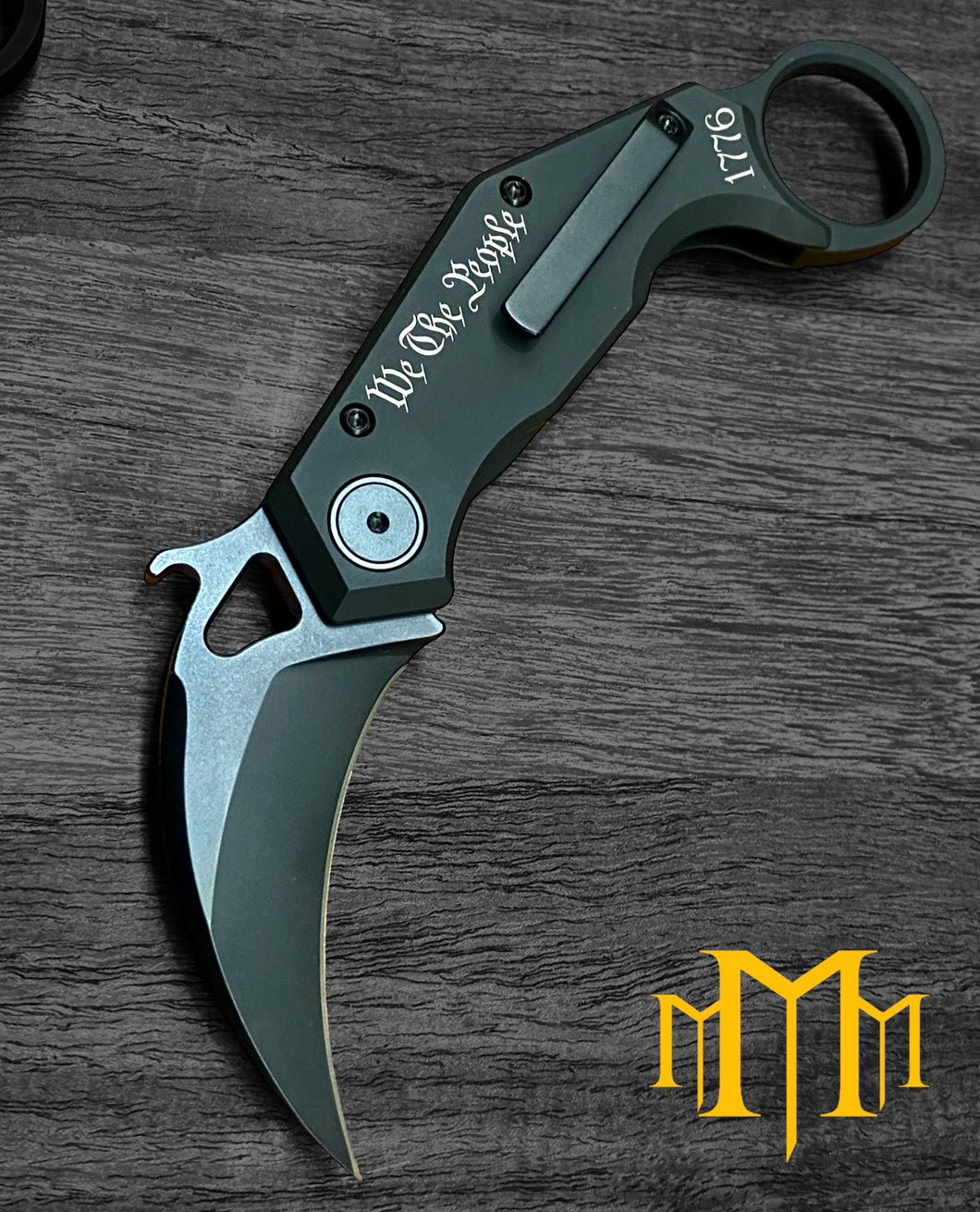 CUSTOM 1 of 1 “We The People” 1776 / UDT Folding Karambit / M390 Blade Steel