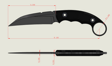 Load image into Gallery viewer, MOSSAD Ringed Seax Fixed Blade CPMD2 Blade Steel w/ 1.75” DCC Clip &amp; Kydex Sheath