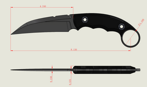 MOSSAD Ringed Seax Fixed Blade CPMD2 Blade Steel w/ 1.75” DCC Clip & Kydex Sheath