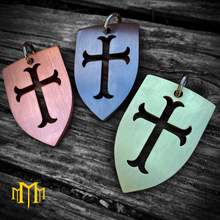 Load image into Gallery viewer, Crusader Shield Dog Tag / Multiple Metals