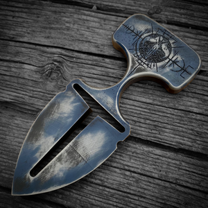 Worlds Collide Series / Death Watch / Viking Push Dagger w/ Custom Leather Sheath
